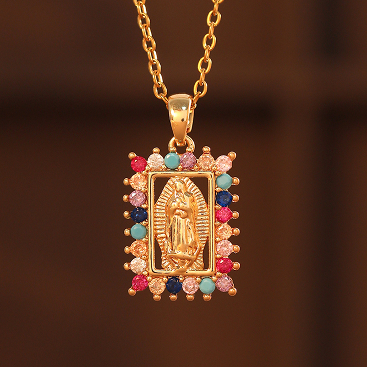 Square Necklace & Earrings Set Virgin Series for Banquet Party